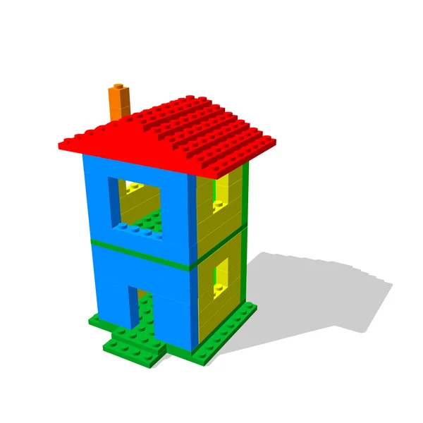 Casa da mattoni da costruzione in plastica. 3d Vettore colorato illus — Vettoriale Stock