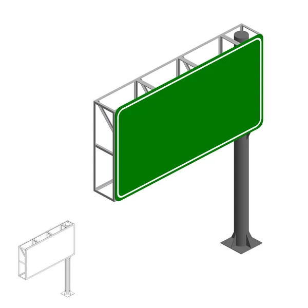 空白的绿色公路标志。3d 矢量 illustration.3d 等距 st — 图库矢量图片