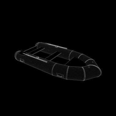 Şişme boat.3d vektör anahat çizim. 