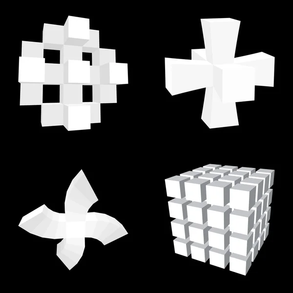 Conjunto abstracto de objetos geométricos 3d. Ilustración vectorial . — Vector de stock