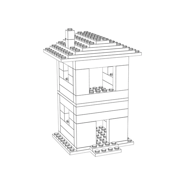 Casa 3D de ladrillos de construcción de plástico.Esquema vectorial illustr — Archivo Imágenes Vectoriales