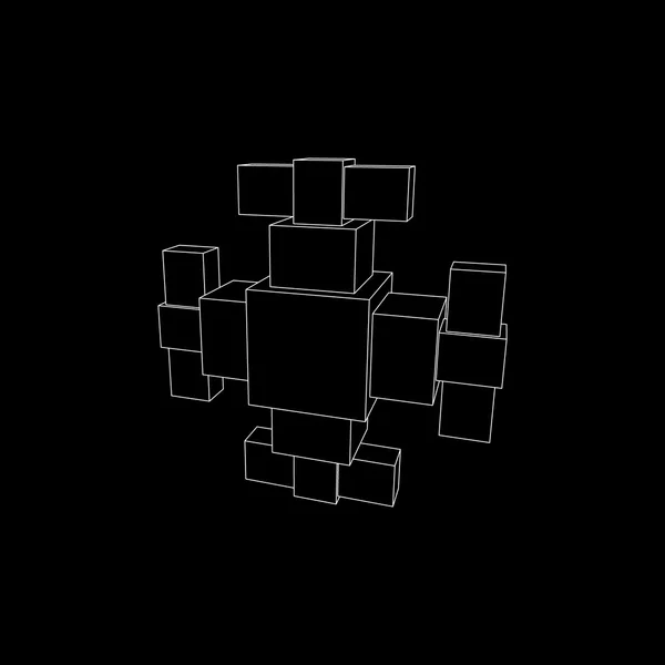 Objeto 3d isométrico abstrato em forma de cruzamento.Esboço vetorial . —  Vetores de Stock