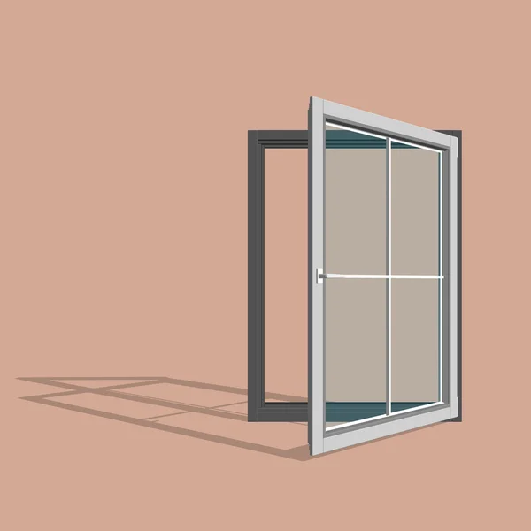 Apri la finestra. Illustrazione vettoriale 3d . — Vettoriale Stock