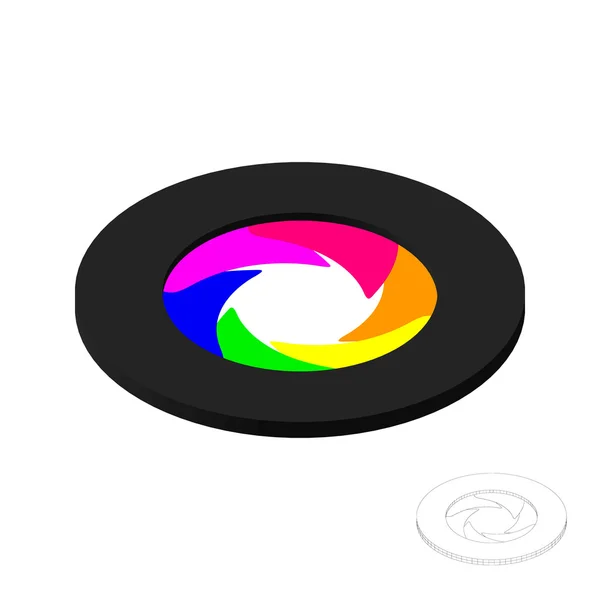 Apertura lente. Illustrazione colorata vettoriale. Stile isometrico 3d . — Vettoriale Stock