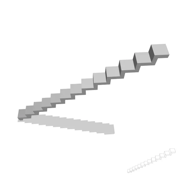 Escalier. Isolé sur blanc. Illustration vectorielle 3d . — Image vectorielle