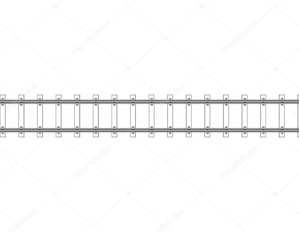 Railway track. 3d Vector outline illustration.Top view. — Stock Vector ...