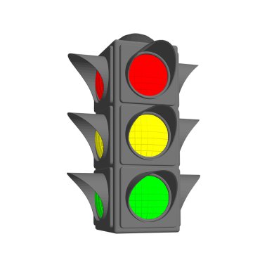 Trafik lambası. 3D vektör renkli resimde.