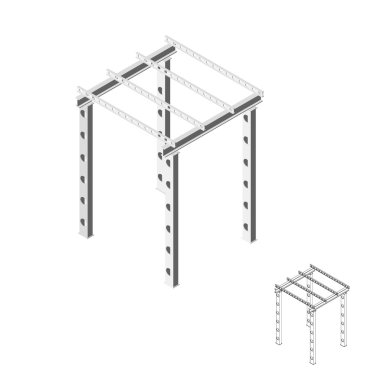3D inşaat metal kiriş. 3D izometrik tarzı. Vektör illus