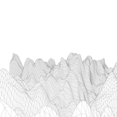Soyut manzara. Dağ yüzeyi. Vektör anahat illustratio