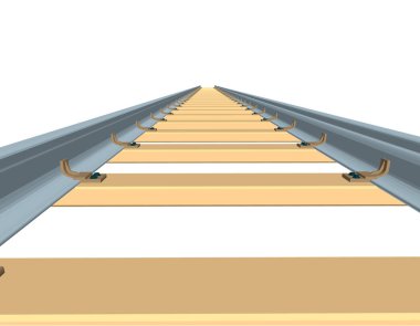 Demiryolu parça. 3D vektör çizim. Önden Görünüm.