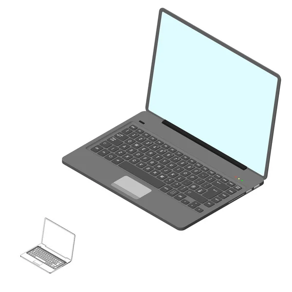 Laptop.3D Vector illustration.3d isometrische stijl. — Stockvector