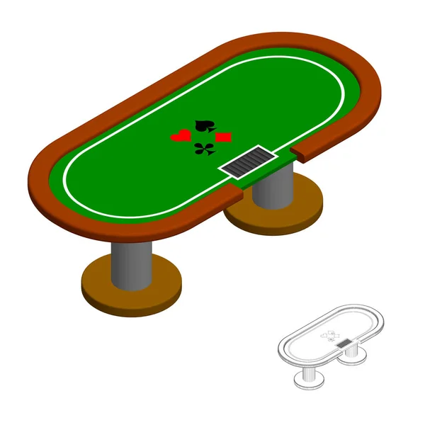 Pokerový stůl. 3D vektor barevné illustration.3d izometrický styl. — Stockový vektor