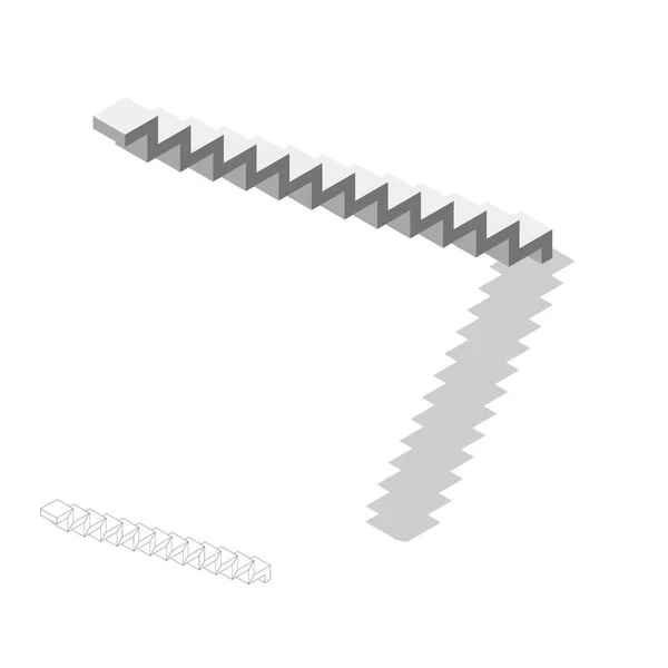 Escalier. Isolé sur blanc. Illustration vectorielle 3d.3d isométrique — Image vectorielle