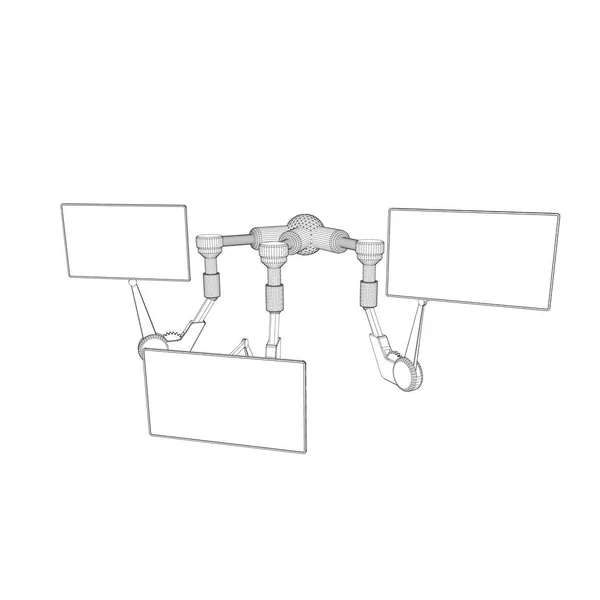 Set monitor braccio robotico.Illustrazione contorno vettoriale . — Vettoriale Stock