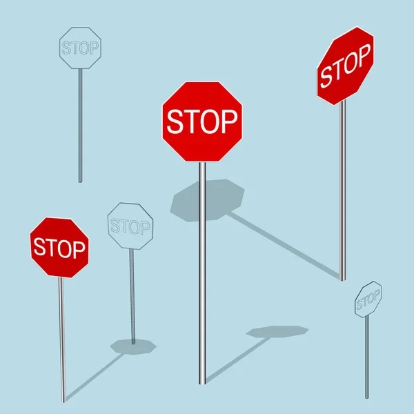 Stopbord instellen. 3D-kleurrijke vectorillustratie. — Stockvector