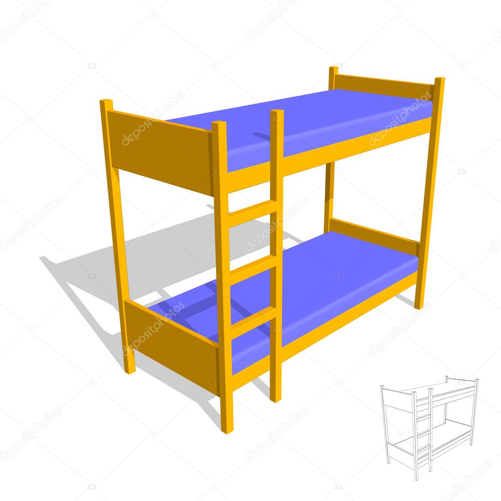 Bunkbed 3d Vector Colorful Ilration, Colorful Bunk Beds