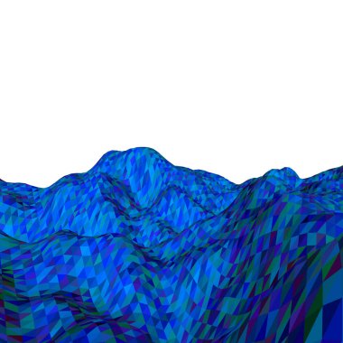 Soyut manzara. Dalga yüzey. Poligonal vektör renkli hasta