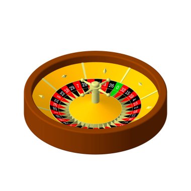 Casino rulet tekerleği. 3D vektör renkli illustration.3d isomet