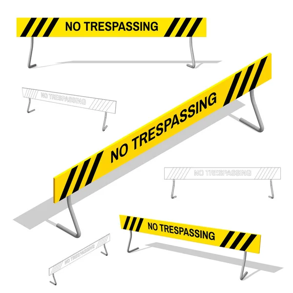 Nej Trespassing tecken set. 3D vektor färgglada illustration. — Stock vektor