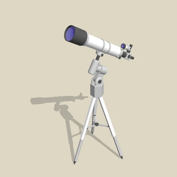 Telescopio. Aislado en beige. Ilustración vectorial 3d . — Vector de stock