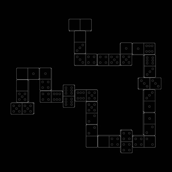 Dominoes.Isolated on black background. Vector outline illustrati — Stock Vector