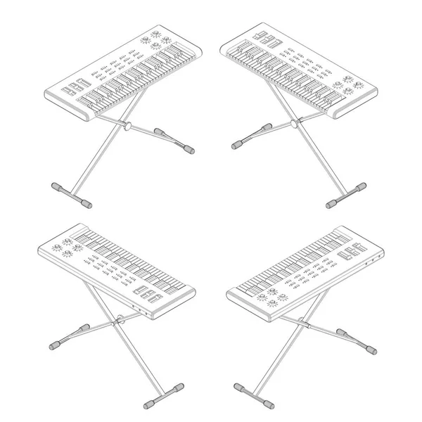 합성기 설정 합니다. 백색에 절연 되어 있습니다. 벡터 윤곽선 그림입니다. 은 — 스톡 벡터