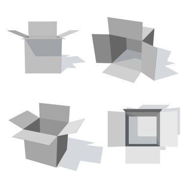 Açılan kutu set.3d vektör çizim.