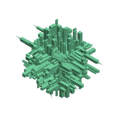 3D Şehir daire. 3D vektör illustration.3d izometrik stili.