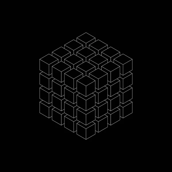 Абстрактні 3d кубики. Векторна контурна ілюстрація . — стоковий вектор