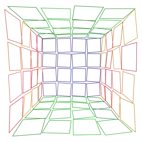 抽象的破碎的 3d 打开盒子。矢量轮廓图. — 图库矢量图片