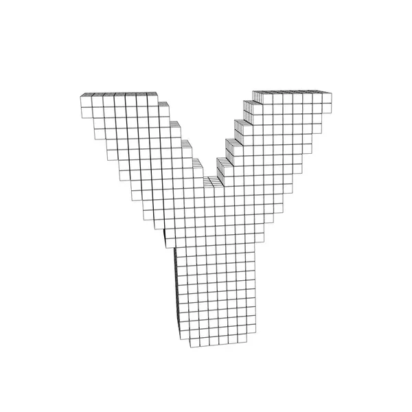 3d pixelisé lettre majuscule Y. Illustration de contour vectoriel . — Image vectorielle