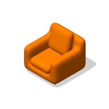 Koltuk. Beyaz izole. 3D vektör çizim. 