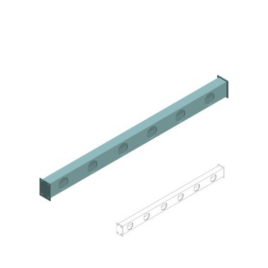 3D metal kiriş. 3D izometrik tarzı. Vektör çizim.