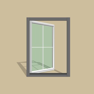 Açık pencere. 3D vektör çizim.