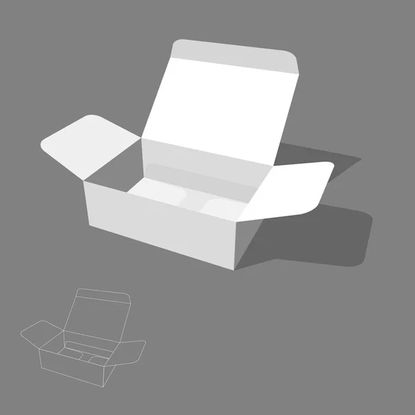 Geöffnete Schachtel. isoliert auf grauem Hintergrund. 3D-Vektor-Illustration. — Stockvektor
