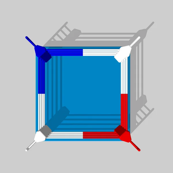 Boxer ring. 3D vektor färgglada illustration. Ovanifrån. — Stock vektor