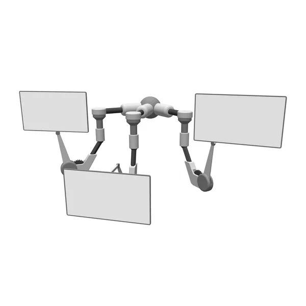 Robotarm monitor set.3d vectorillustratie. — Stockvector