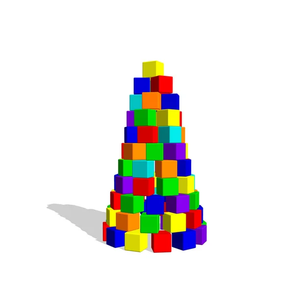 Pirámide de bloques de construcción de juguetes. Ilustración colorida del vector. — Vector de stock