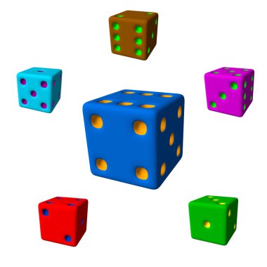 Set.3D vektör renkli resimde zar.