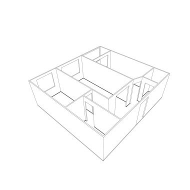 Boş oda planı. Beyaz arka plan üzerinde izole.