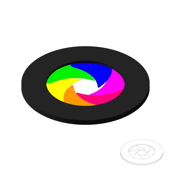 Lente Aperture.Vector ilustración colorida. 3d estilo isométrico . — Archivo Imágenes Vectoriales