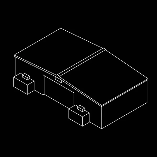 Isometrisches 3D-Hangar-Modell. — Stockvektor