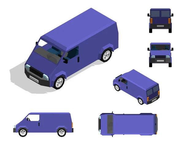 Minibus poligonal. Isolado sobre fundo branco . —  Vetores de Stock