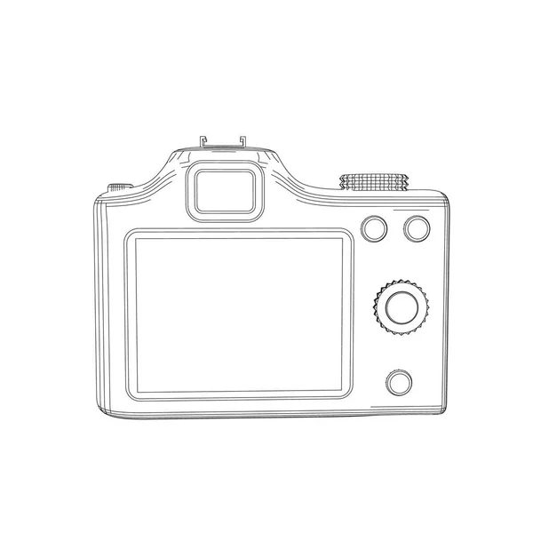 • Fotoaparát. Izolované na bílém. Vektorové ilustrace osnovy. — Stockový vektor
