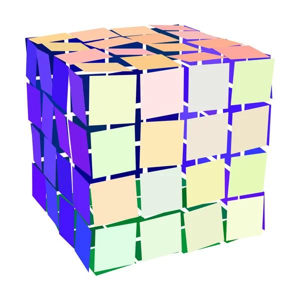 Abstracte gebroken 3D-kubus. Geïsoleerd op witte achtergrond. — Stockvector