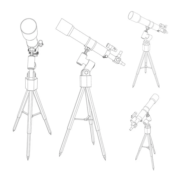 望远镜。上白孤立。矢量轮廓图. — 图库矢量图片