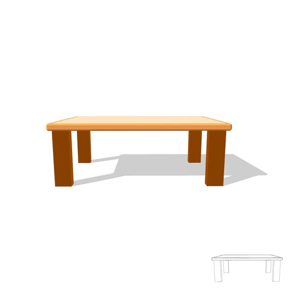 Mesa. Isolado em branco. Ilustração vetorial 3d. Vista frontal . —  Vetores de Stock