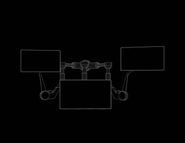 Robotik Kol monitör kümesi. Vektör anahat çizim.