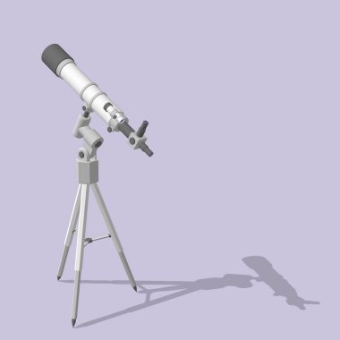 Teleskop. Üzerinde izole mor. 3D vektör çizim.