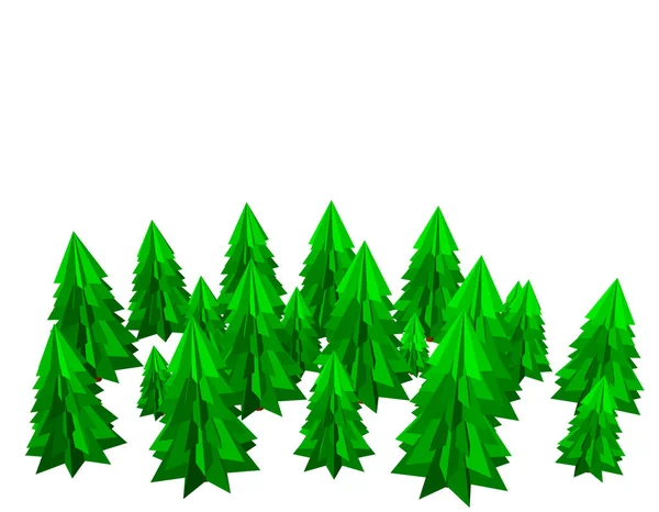 Fichtenbäume. Isoliert auf weißem Hintergrund. 3D-Vektorillustration — Stockvektor